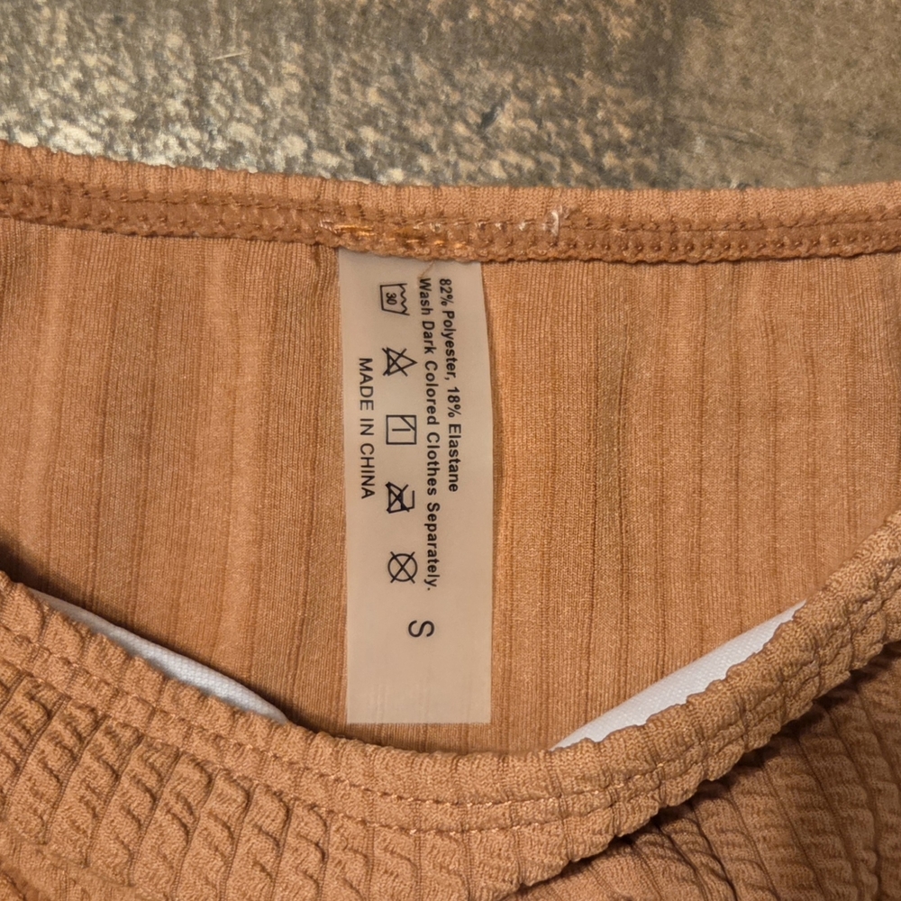 New Rust Ribbed Textured Tie Bikini Set S Small - Picture 5 of 7